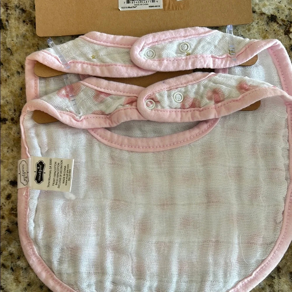 Muslin Bibs with Pink Unicorns